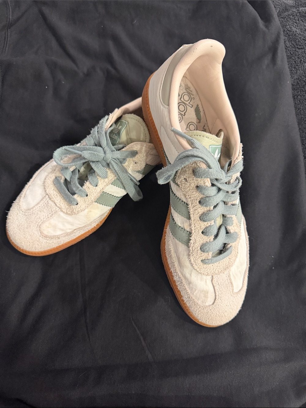 adidas Women's Sneakers in Sage Green and Cream with Gum Sole